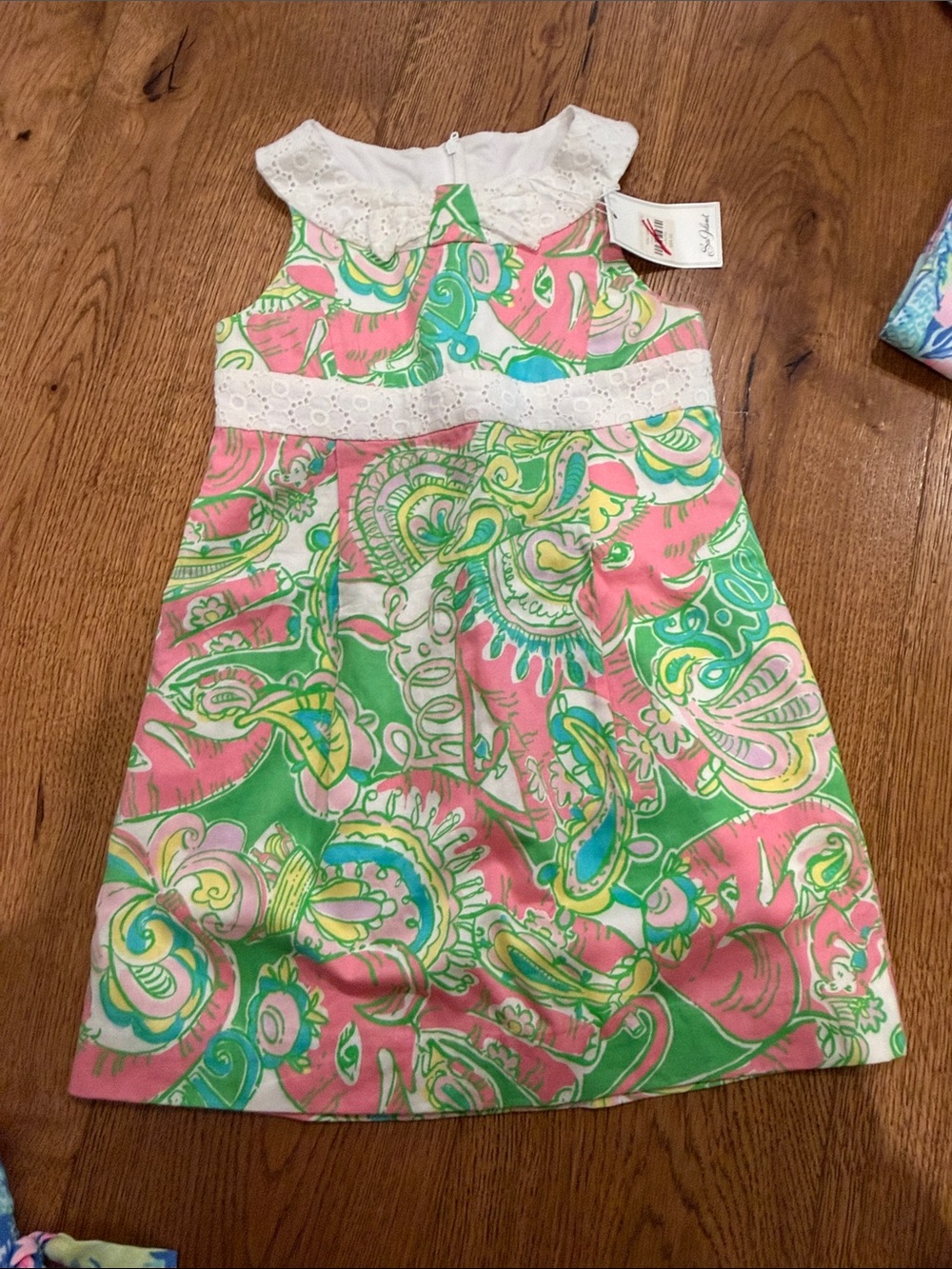 Lilly Pulitzer Pink, Green & White Paisley Lace-Trim Dress